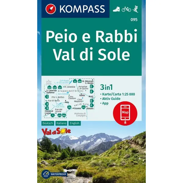 Billig KOMPASS WANDERKARTE 095 PEIO E RABBI, VAL DI SOLE 1:25.000